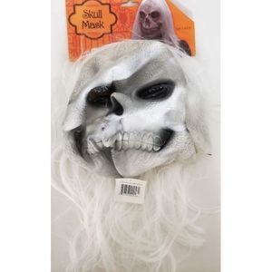 Scary Skull Mask With Attached White Hair